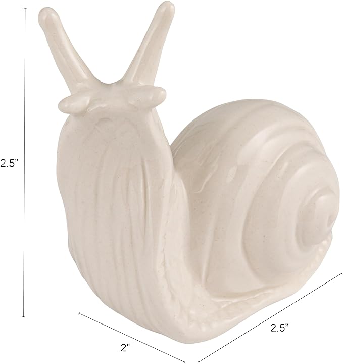 Creative Co-Op Stoneware Figurine Snails Accent Decor, Set of 6 Pieces, White