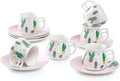 GuangYang 2.5 oz Espresso Cups set of 6, Cute Cactus Pattern (Size for Double Shot Espresso,Ristretto, Macchiato, Café Cubano, and Turkish Coffee)