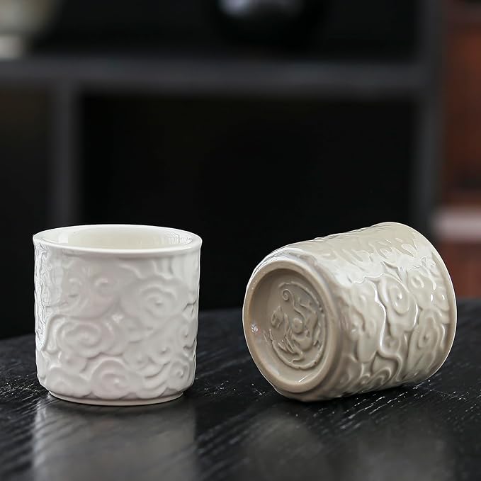 Ceramic Espresso Cups Set of 2-3oz Demitasse Cups for Coffee & Tea, No Handles, Durable & Dishwasher Safe (gray, 2)