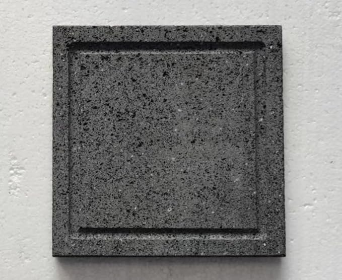 Volcanic stone cooking tiles, flat, open with grooves, 8 "x 8", lava cooking stone pizza, meat, seafood and vegetables. Outdoor steak barbecue. Camping pot, barbecue net. Korean baking pan.