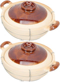 2pcs Small Clay Casserole Dish with Lid 0.5l Single Handle White Ceramic Pot Oven Safe for Korean Stone Pot and Japanese Hot Cooking