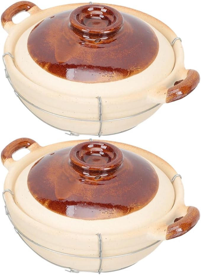 2pcs Small Clay Casserole Dish with Lid 0.5l Single Handle White Ceramic Pot Oven Safe for Korean Stone Pot and Japanese Hot Cooking