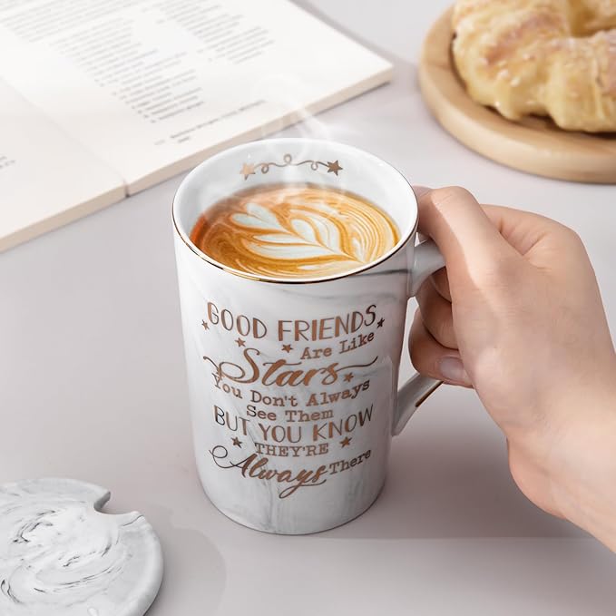 Biching Best Friend Birthday Gifts for Women - Friendship Gifts for Women - Perfect Birthday Present Ideas for Her, Female BFF, Sister - Ceramic Marble Coffee Mug 14 Oz Grey
