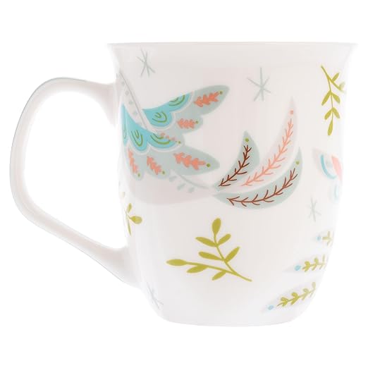 Karma, 16 oz Boho Holiday Mug - Cute Christmas Coffee and Tea Mug - Colorful Ceramic Coffee Mugs for Women and Men, Peace on Earth Dove