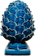 Blue Ceramic Artichoke Statue - Unique Artisanal Decorative Sculpture, Decor for Living Room, Office, Bookshelf