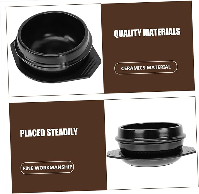 GLEAVI Korean Stone Pot Ceramic Soup Rice Casserole Bibimbap Cooking Heat Resistant Ceramic Pot