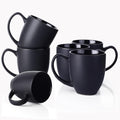 DOWAN Coffee Mugs, Black Coffee Mugs Set of 6, 16 oz Ceramic Coffee Cups with Large Handles for Men Women, Porcelain Big Mug for Tea Latte, Mug Gifts for Home Office Party