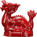 Retro Sculpture Ceramic Zodiac Dragon Sculpture Asian Feng Shui Ornaments Symbolize Power and Nobility Red Trumpet