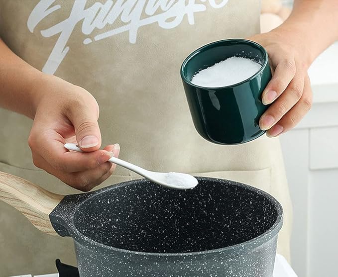 Simple Pure Color Ceramic Spice Jar Seasoning Box Condiment Pot Sugar Bowl with Bamboo Lid and Spoon