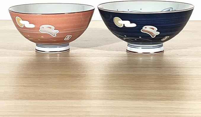 Traditional Style Japanese Ceramics Rice Bowl Chawan Pottery, Dishwasher Microwave Safe Made in Japan (Totoya Usagi, Medium (oohira))