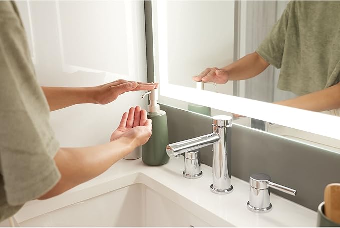 iDesign Ceramic Earth Collection Refillable Tall Soap Dispenser, Moss