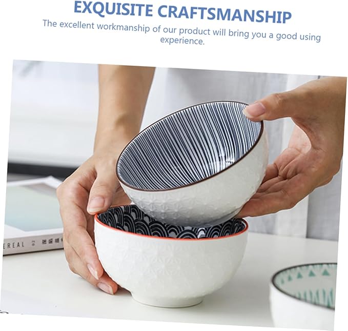 MERRYHAPY Ceramic Rice Bowl Square Shape Decorative Salad Bowl Set Home Kitchen Dinnerware