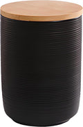 Ceramic Canister with Airtight Seal Lid, Kitchen Canisters for Countertop, Black Food Storage Jar for Flour, Coffee Bean, Sugar, Tea, Spices and More, Home Decor (800ml/27.05oz)