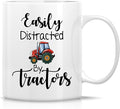 Retreez Funny Mug For Farmers - Easily Distracted by Tractors Mug - 11 Oz Ceramic Coffee or Tea Cup - Hilarious, Farming, Birthday Gift for Tractor Lovers, Country Life Fans, Father, Friends, Coworker