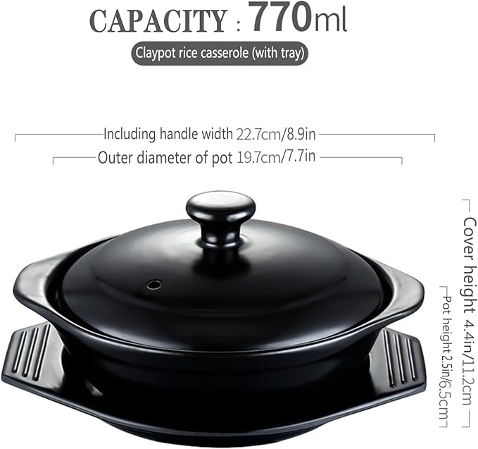 Terracotta Casserole Pot Ceramic Casserole Clay Pot, Korean Stone Pot - Easy to Clean, No Cracking at High Temperature, Simmered Or Stewed Household 770 ML