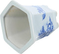 Blue and White Ceramic Succulent Planter Pot for Indoor Balcony with Oval Porcelain Bonsai Bowl, Small Asian Style Flower Pot for Cactus and Nursery Plants