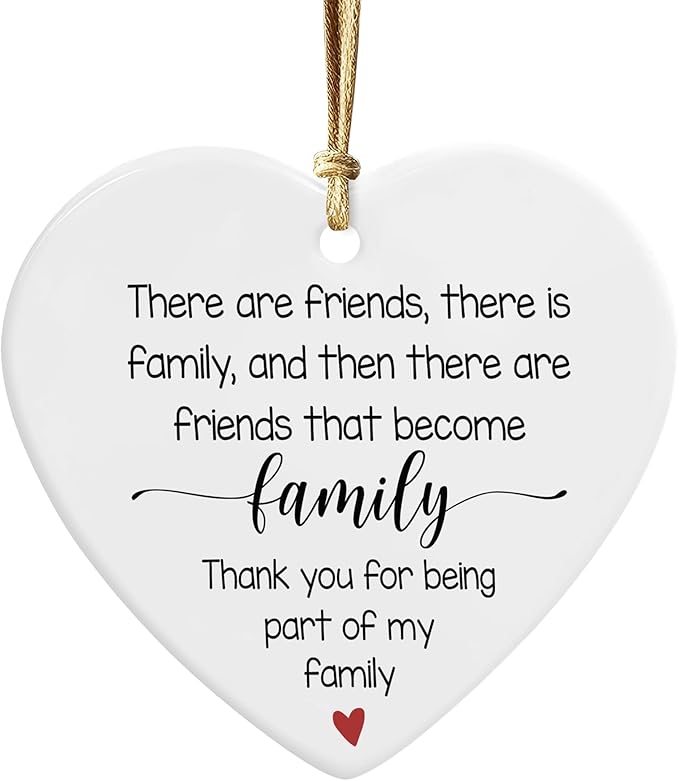 NGHYANA Christmas Tree Ornaments 2025 Heart Shaped Ceramic Family Friends Ornament 3.1 Inch Hanging Keepsake Gift