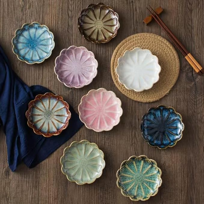 Lotus Ring Holder Dish Small Indoor Ash Tray, Ceramic Dessert Plate Trinket Jewelry Holder Organizing Necklace Earrings for Parents Friends Sister, Blue. All Jewelries Are NOT Included.