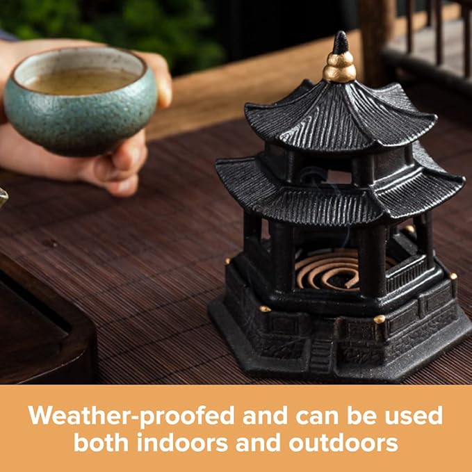 Mini Pagoda Lantern Stand - Asian Garden Decor - Japanese Decor Incense Burner - Zen Garden Sculptures & Statues - Tabletop Pagoda Lantern Decor - Candle Holder - Feng Shui Yard Art - Oriental Decor