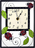 Modern Artisans Ladybug Trio Motif Ceramic Wall Clock, 7.5" x 10.5" Black and White