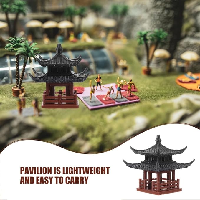 Milisten Mini Pagoda Statue, Miniature Hexagon Pavilion Figurine Ceramic Flower Vase Landscape Asian Zen Garden Fairy Garden Aquarium Dollhouse Decor
