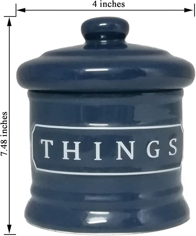 Bathroom Vanity Storage Organizer Canister Jars for Cotton Balls,Swabs,Bath Salts,Makeup Sponge,Cosmetic Pad,Qtip Ceramic Bathroom Accessories Canisters Holder with Lid Home Decor,Cobalt Blue