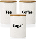 Peohud 3 Pack Ceramic Kitchen Canister Set, 29oz Airtight Food Storage Jars with Bamboo Lids, Tea Coffee Sugar Container Set for Counter, Kitchen Decor