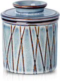 HVH Ceramic Butter Crock, French Butter Dish with Lid for Countertop, Butter Crock with Water, Butter Keeper for Counter, Butter Holder for Soft Butter (Wabi sabi)