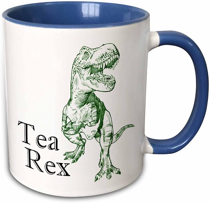3dRose Tea Rex. 11oz Two-Tone Blue Mug