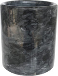 HillSpring Black Marble Kitchen Utensil Holder, Weighted Utensils Organizer Crock for Countertop, Wine Chiller Bucket with Protective Padded Base