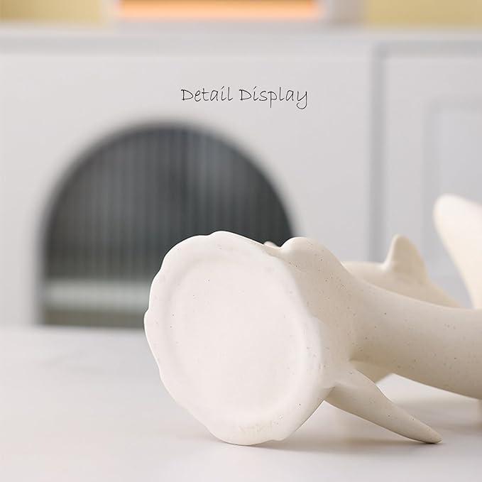 Handmade Ceramic Dolphin Vase, Artistic Animal - Shaped Flower Vase for Home Decor, Coastal Style Accent Piece