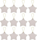 Creative Hobbies Ready to Paint DIY Ceramic Bisque Star Shaped Ornaments with Hanger for Christmas Tree and Holiday Decoration | Pack of 12