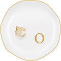 Ceramic Jewelry Tray, Personalized Initial Ring Dish, Elegant Trinket Tray for Rings Earrings Bracelet Necklaces, White Decorative Jewelry Holder for Women Vanity, 4.5 Inch, Letter O