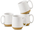 HASENSE Coffee Mugs Set of 4, 15oz Ceramic Coffee Cups with Handle, Two-Tone Design for Cappuccino Latte Tea, Large Microwave Dishwasher SafeMug Set, Housewarming Gift, Creamy White
