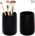 iDesign Ceramic Bathroom Tumbler for Countertop or Vanity Storage-Set of 2-Matte Black
