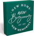 MUBIAO Rustic 2026 New Home Housewarming Gifts Ideasfor Women Men Friend Home Desk Shelf Decor - 5.1 x 5.1 Inches New Memories Decor Accessories -Green