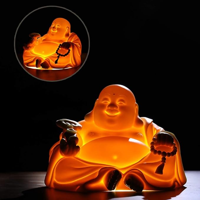 Buddha Statue Buddha Statue Ceramic Sculpture Maitreya Laughing Buddha Decoration Creative Car Buddha Decor Home Ornaments 2.95 Inches Gifts That Make You Happy