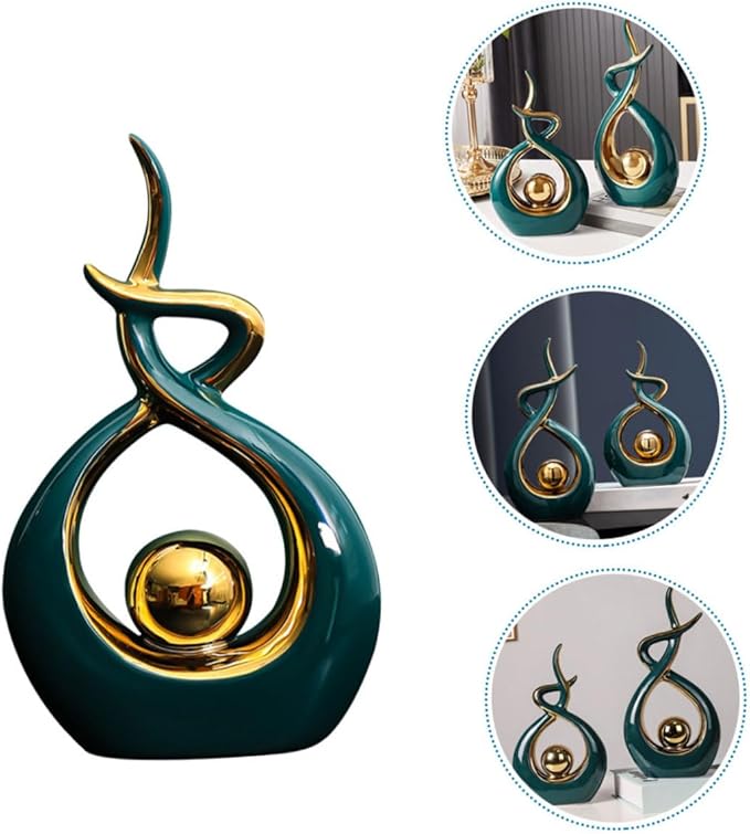 Happyyami Abstract Art Ceramic Figurine Modern Decorative Sculpture for Living Room Dining Table Centerpiece Housewarming Unique Home Decor Simple Style Integration