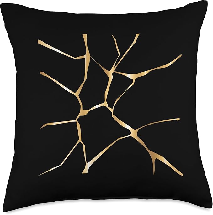 Japanese Kintsugi Pottery Artisan Ceramic Art Throw Pillow