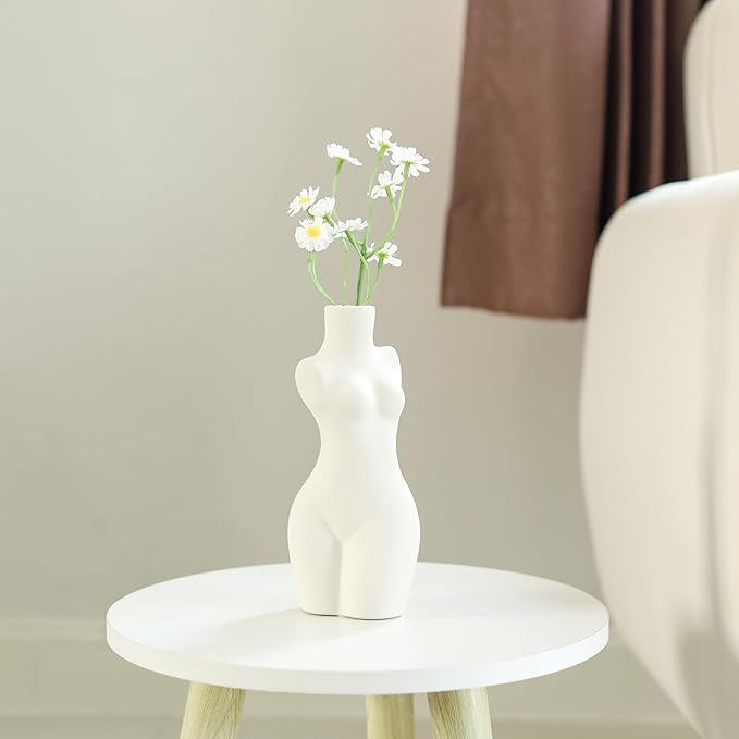 Elegant Female Torso Ceramic Vase – Modern Minimalist Body Sculpture for Home & Office Décor – Stylish Art Piece for Floral Arrangements, Dried Flowers, or Standalone Accent Decoration.