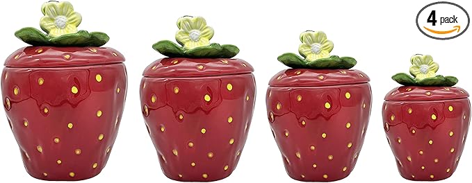ACK Tuscany Strawberry Shaped, Set of 4 Canisters, 83501