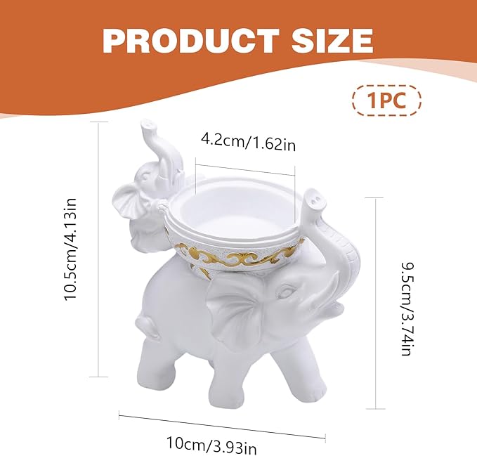Elephant Candle Holder Cute Elephant Decor for Home, Living Room, Candlestick Gift for Girl Women Elephant Lover Choice (Elephant White)