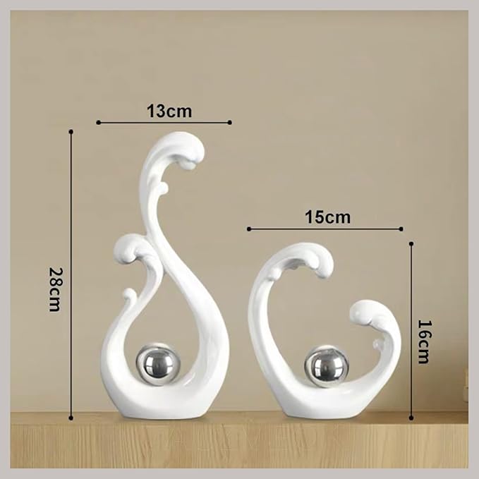 Sculptures Statues Sculpture Decoration White, Modern Abstract Art Sculptures Decoration, Office, Apartment Statues and Sculptures, Ceramic, White (Green Grün)