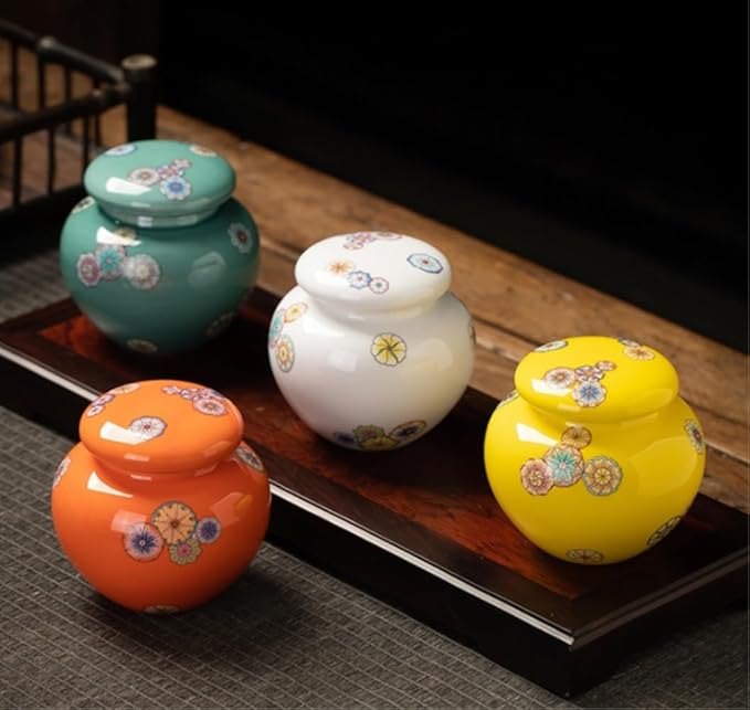 Ginger Jar Decorative Jars Ceramic Ginger Jar Vase Chinoiserie Chinese Style Traditional Porcelain Jars Asian Ginger Jar for Home Storage Jar Apothecary Jars(A)