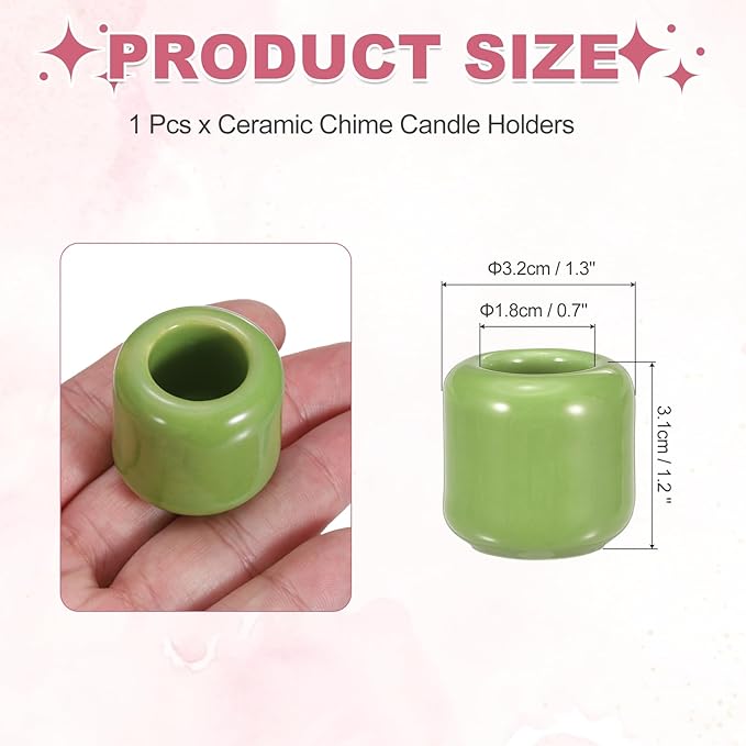 uxcell Ceramic Chime Candle Holders, Small Ceramic Candle Holders for Birthday Parties Dinners Weddings Table Centerpiece Gatherings Anniversaries Occasions, Light Green
