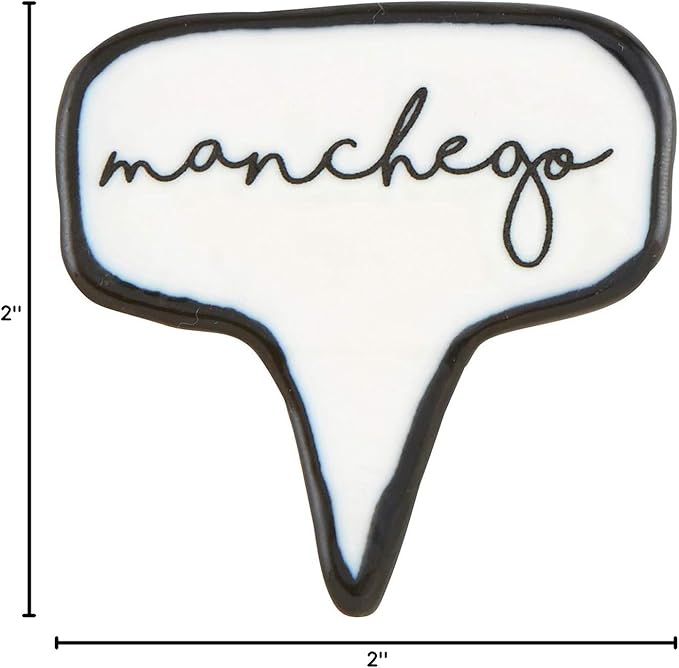 Santa Barbara Design Studio Table Sugar Ceramic Cheese Markers Set of 4, 2" x 2", White/Black