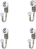 Indian Shelf 4 Set Ceramic, Zinc Decorative Cute Hooks for Hanging Coats, Jackets, Leash, Hat, Towel, Backpack, Purse, Handbag (White)