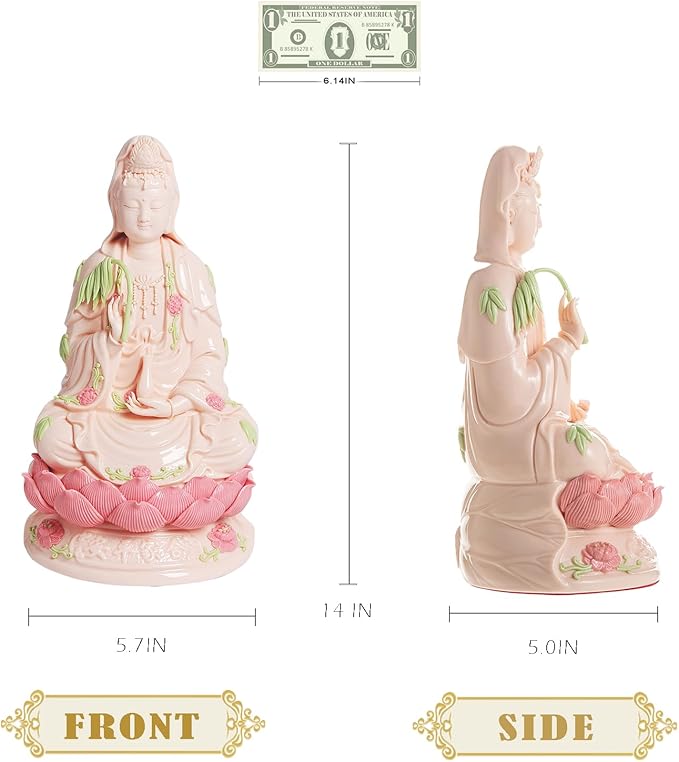 Top Ceramic Guan Yin Statue - Handmade Quan Yin, Kwan Yin, Quan Am, Kuan Yin,Guanyin Statue for Meditation Altar, Female Buddha - Goddess of Mercy and Compassion