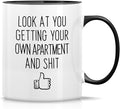Retreez Funny Mug - Look At You Getting Your Own Apartment Homeowner Housewarming 11 Oz Ceramic Coffee Mugs - Funny, Sarcasm, Sarcastic, birthday gifts - White Mug with Black Handle and Inner