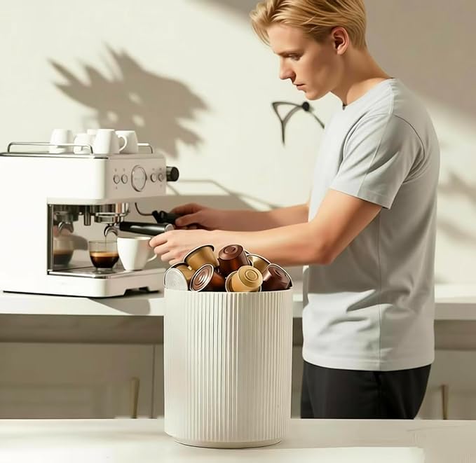 QUELIEN Utensil Holder, 360° Rotating Ceramic Kitchen Utensil Holder for Countertop, 7.7" Utensil Crock for Kitchen Counter with Rotatable Wooden Base,Ideal Housewarming Gift & Mothers Day Gift